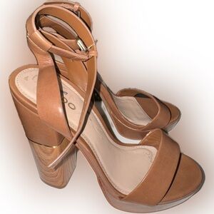 Aldo Tan Strappy Block Heels